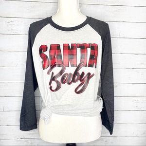 Santa Baby 3/4 Sleeve Baseball Tee Large